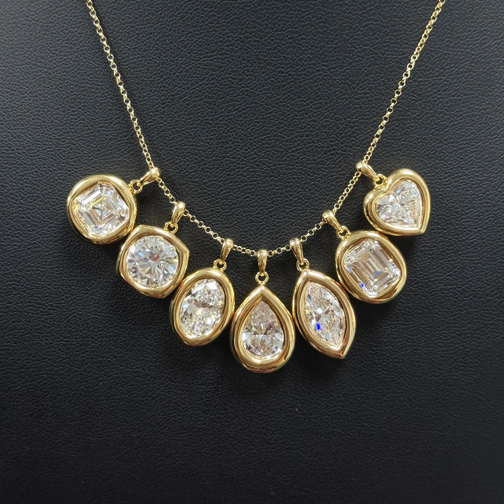 Bezel Set 4CT Moissanite Pendant Necklace S925 Silver