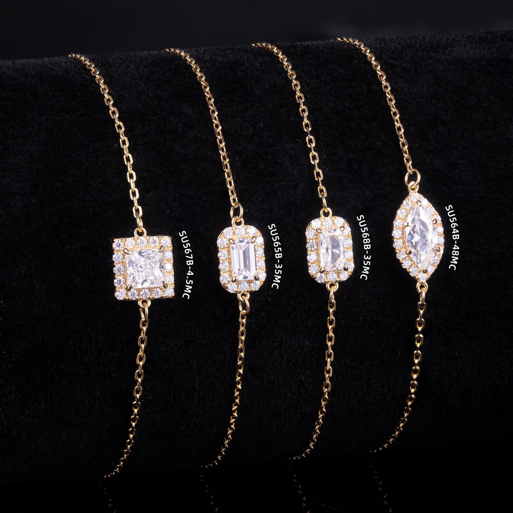 Halo Moissanite Stack Bracelet| 18K Gold Plated S925 Silver