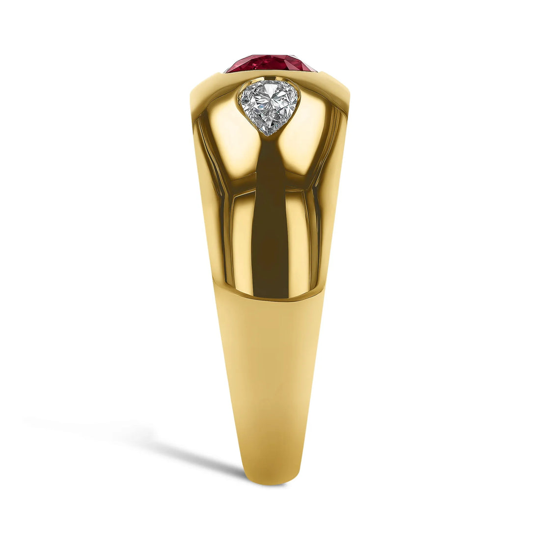 High-End Wide Index Finger Ring Lab Grown Ruby Sapphire 18K Gold Plated S925 Silver
