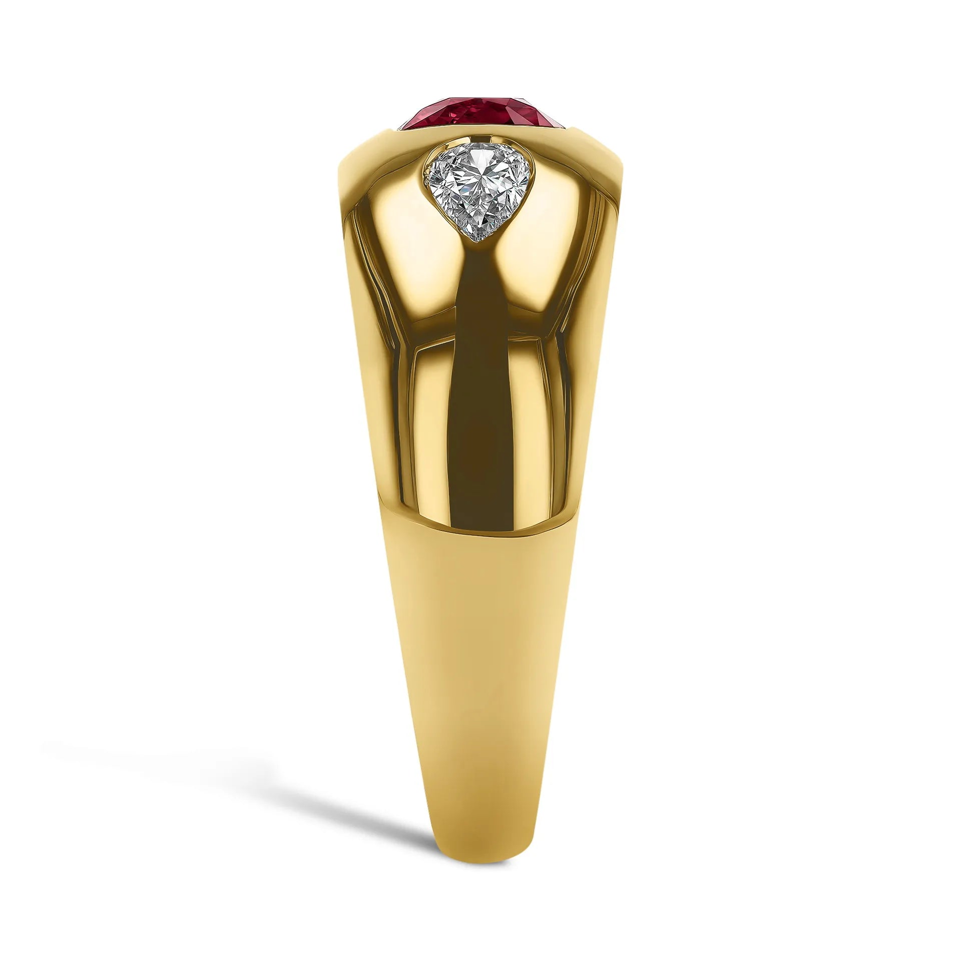 High-End Wide Index Finger Ring Lab Grown Ruby Sapphire 18K Gold Plated S925 Silver