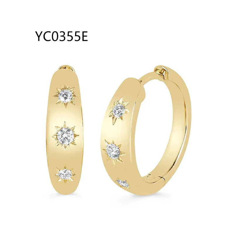 Trendy Dainty Unique Moissanite Studs & Hoop Earrings | 18K Gold Plated S925 Sterling Silver