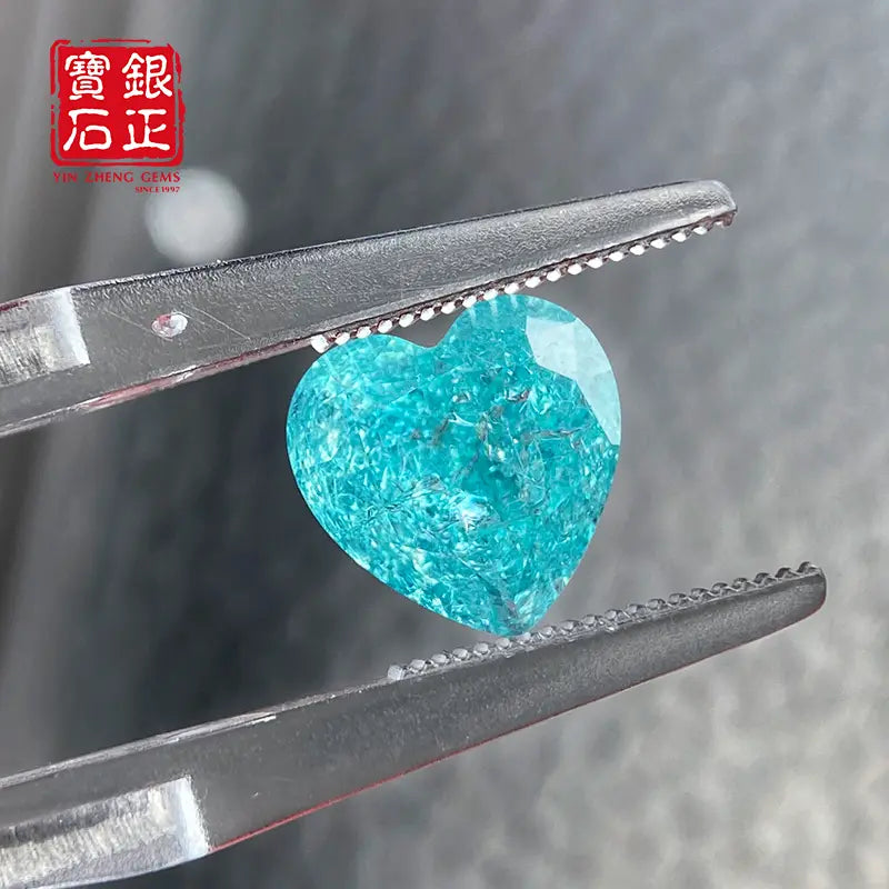 Czochralski Lab Grown Crushed Ice Paraiba Heart Shape