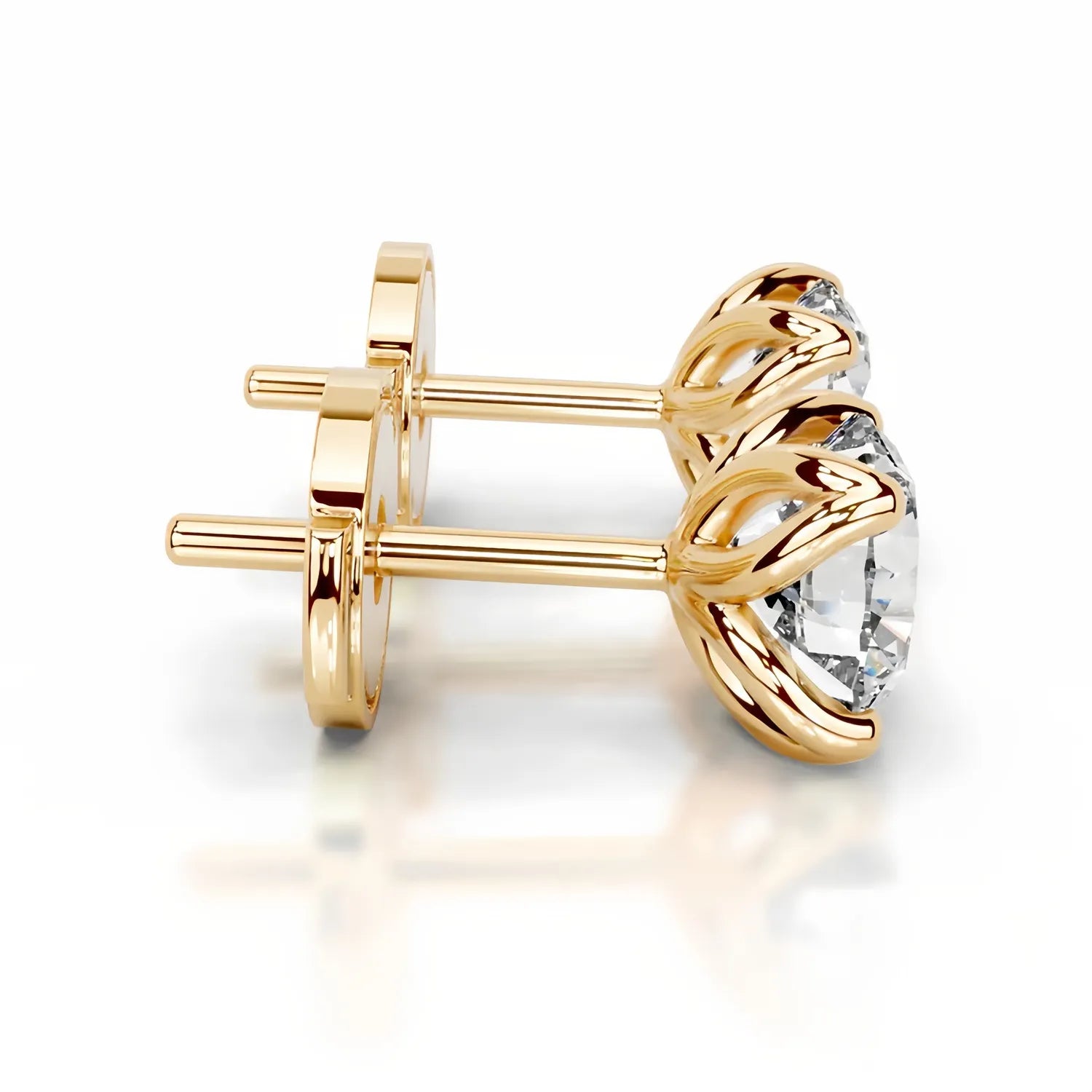 1CT Moissanite Stud Earrings | Tulip Four-Prong S925 Silver 18K Gold Plated