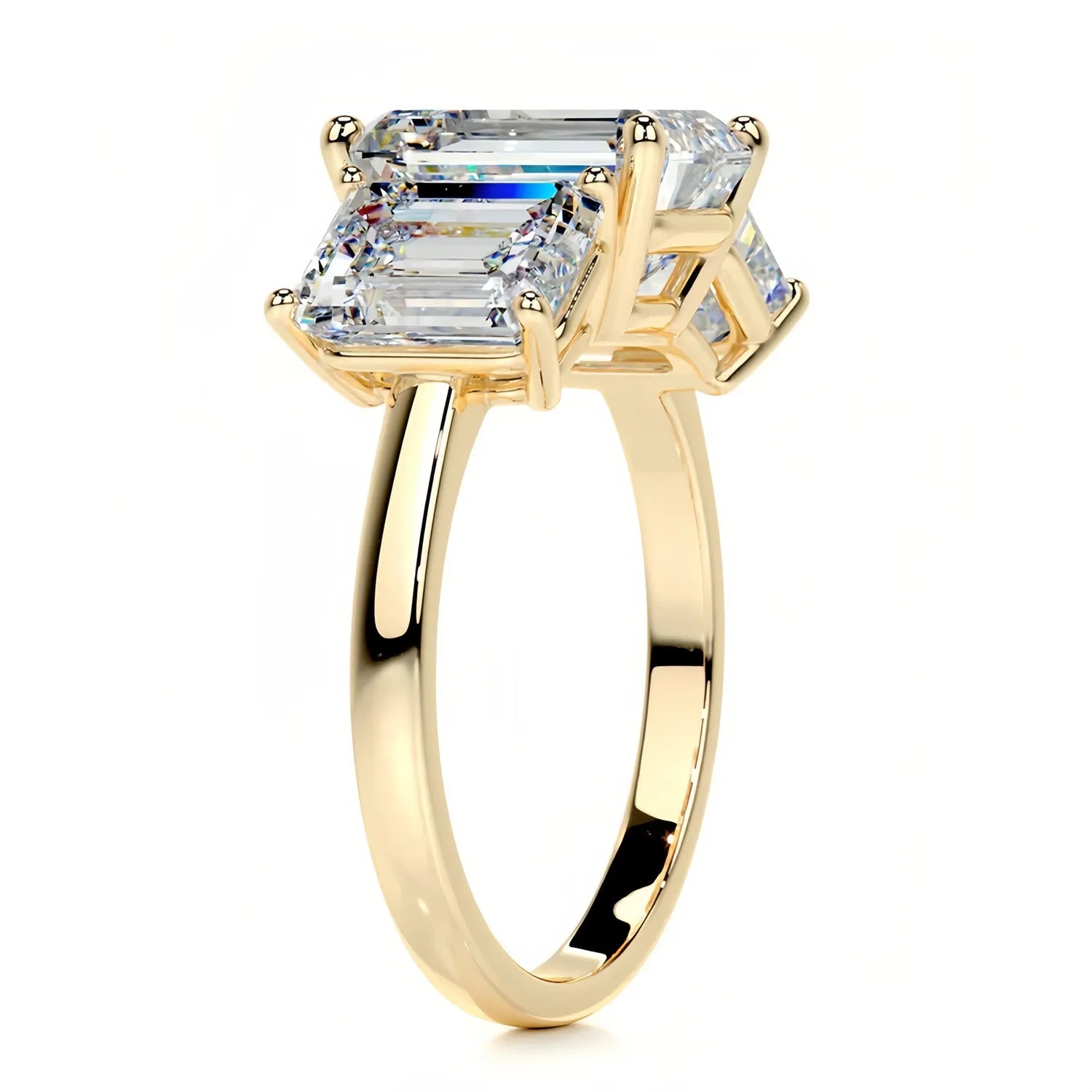 Luxury Large Carat Three Stone Moissanite Wedding Ring