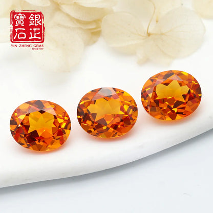 Fanta Orange Color Flame Melted Lab Grown Sapphire Oval Shape