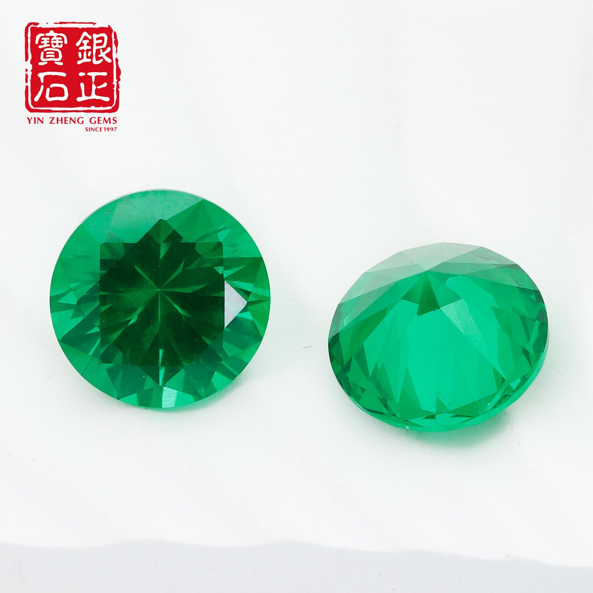 Flame Melted Lab Grown Tsavorite Round Shape