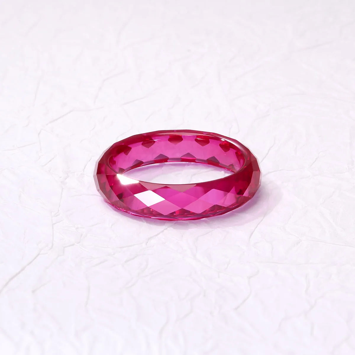 Solid Faceted Lab Grown Ruby Band Ring Customizable Unisex Finger Jewelry For Men Women