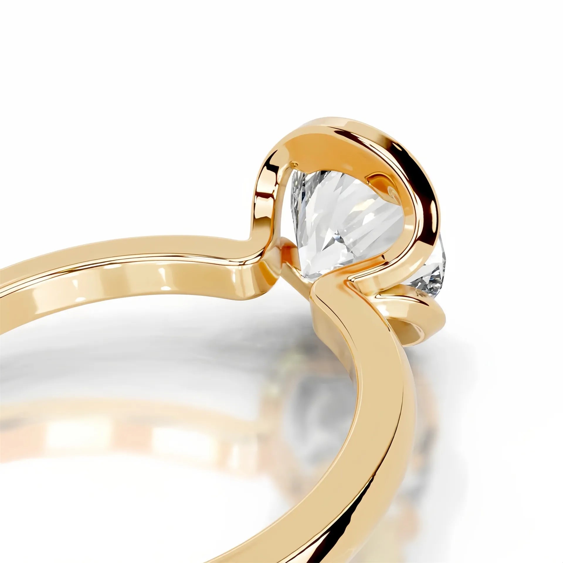 18K Gold Plated S925 Silver Half Bezel D Color 2CT Moissanite Wedding Ring
