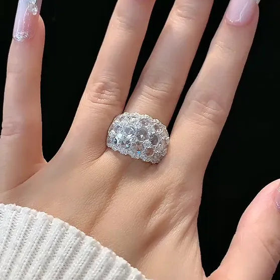 18K Gold Rose‑Cut Lab Grown Diamond Ring D Color Large Carat