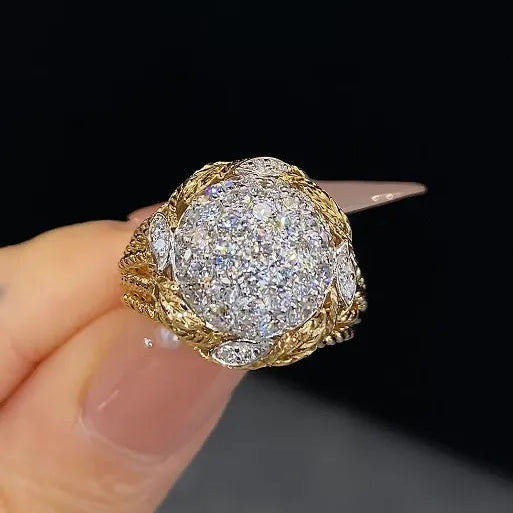 18K Gold Lab Grown Diamond Vintage Bouquet Ring