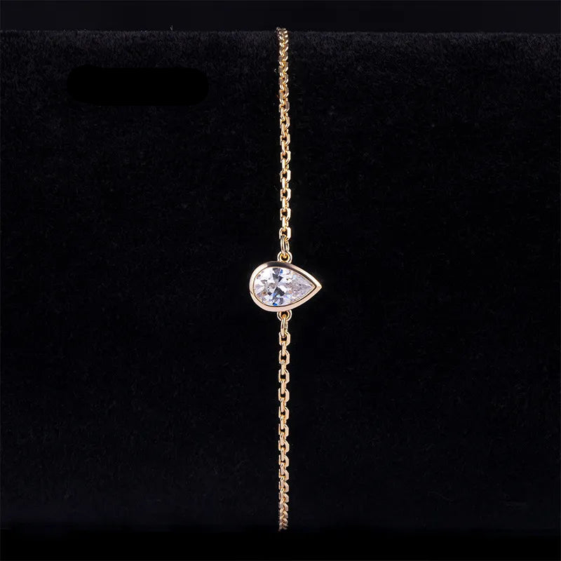 18K Gold Plated S925 Silver Thin Stack Bracelet| 0.5CT Bezel Set Moissanite