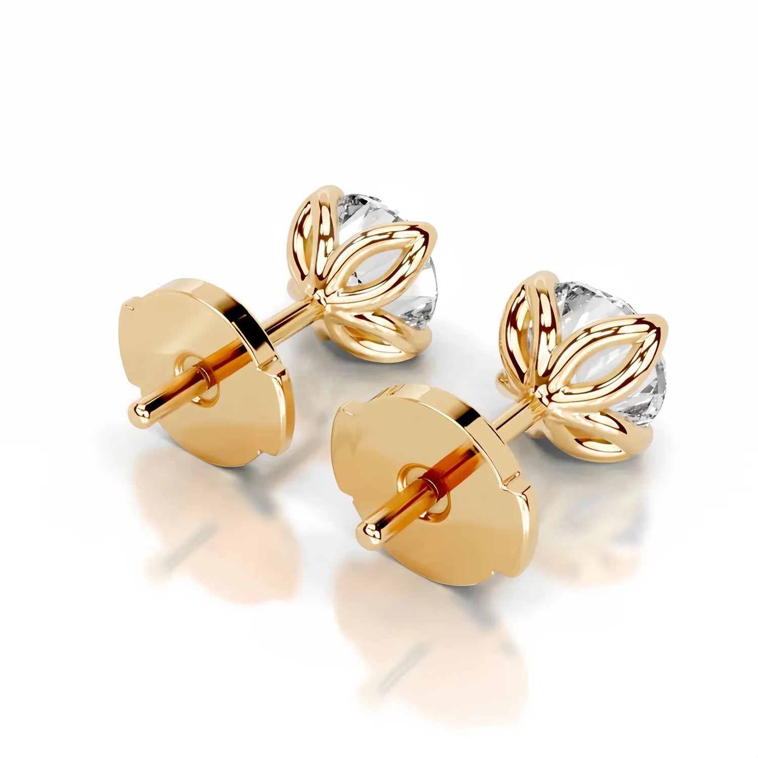 1CT Moissanite Stud Earrings | Tulip Four-Prong S925 Silver 18K Gold Plated
