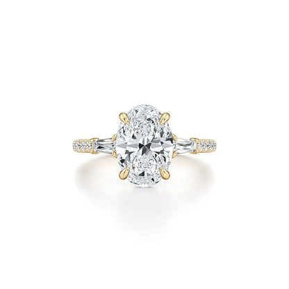 2CT Three Stone Moissanite Ring Women | 18K Gold Plated S925 Silver Luxury Engagement Ring