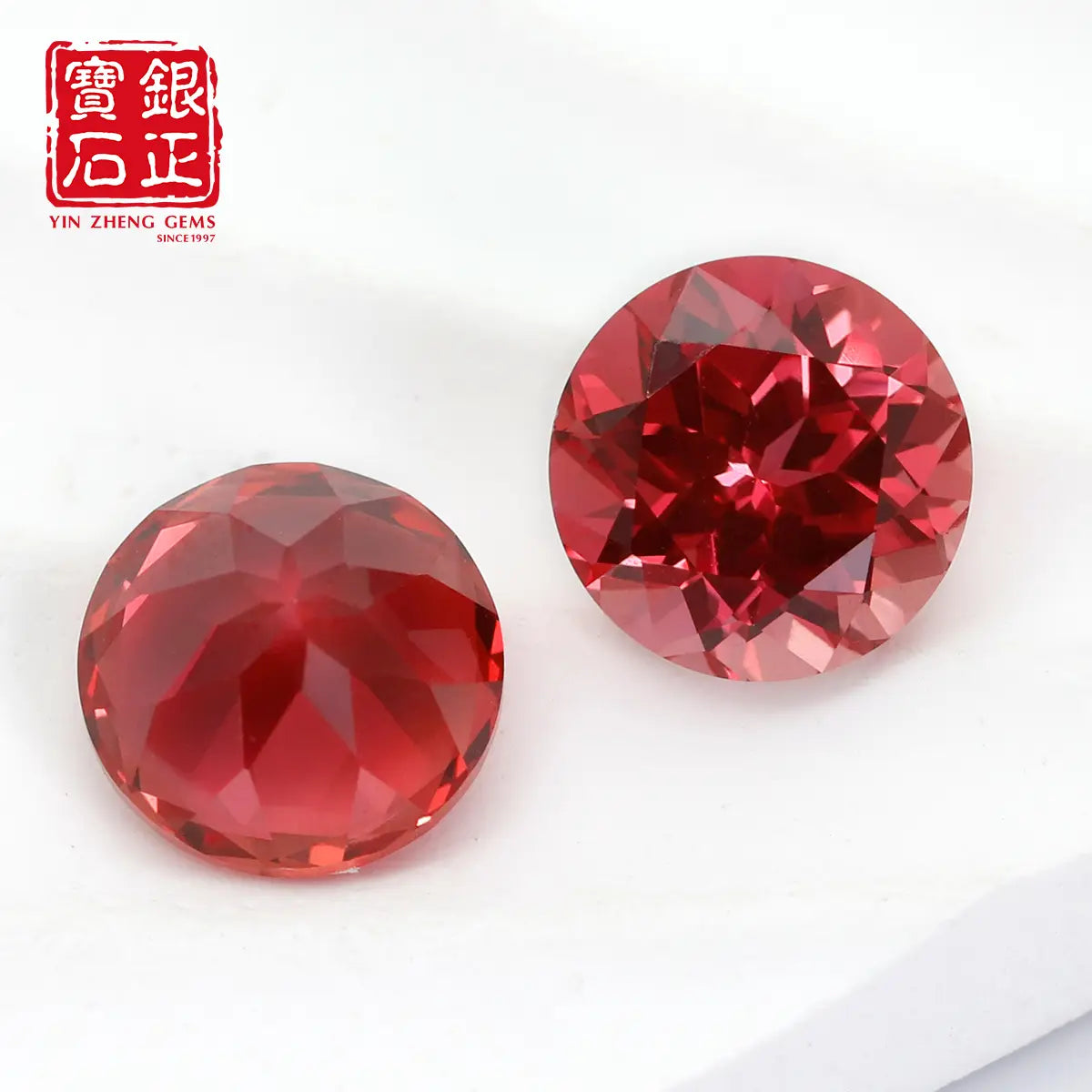Precision Cut Sunset Color Synthetic Lab Paparacha Round