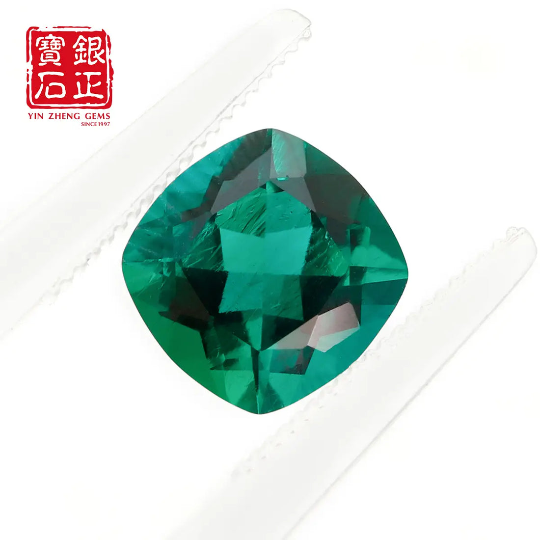 Lab Grown Zambian Emerald  Cushion Cut