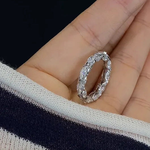 18K Solid Gold Full‑Eternity Marquise Lab‑Grown Diamond Ring