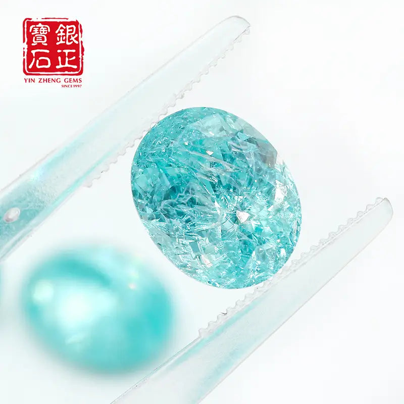 Czochralski Lab Grown Crushed Ice Paraiba Ova Shape