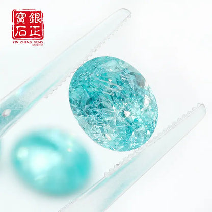 Czochralski Lab Grown Crushed Ice Paraiba Ova Shape