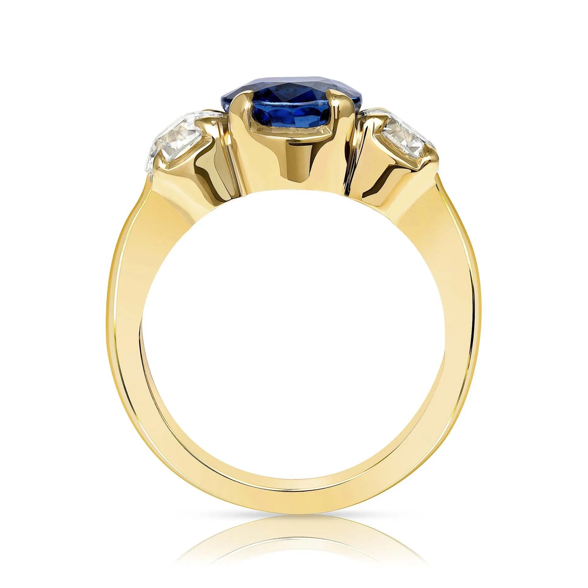 Luxury Lab Grown Emerald & Blue Sapphire Color Gemstone Ring| 18K Gold Plated S925 Sterling Silver