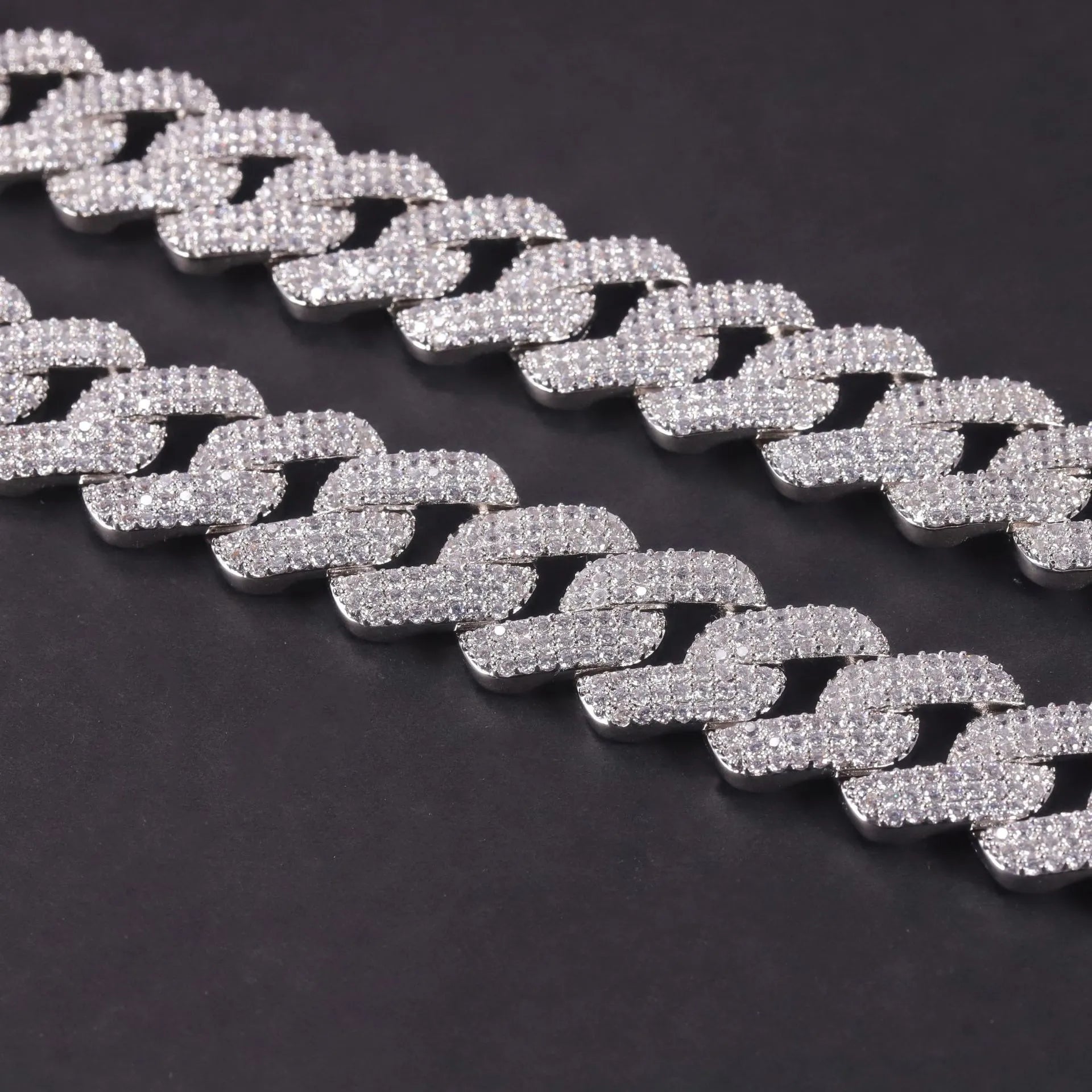 19mm Thick Diamond Paved Cuban Link Chain Necklace| Hip Hop Rhombic S925 Sterling Silver CZ Stone Necklace for Men