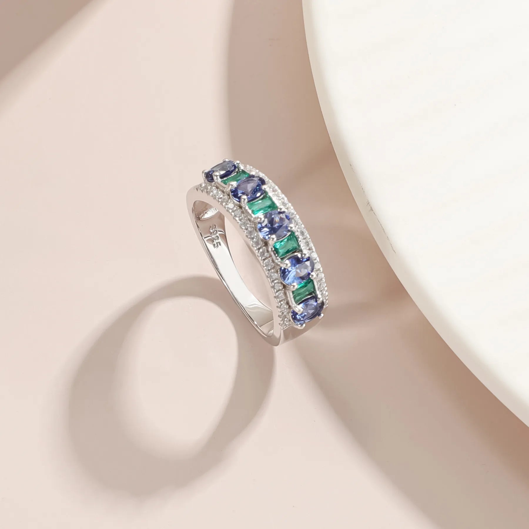 High-End Natural Opal Ring Inlaid With Sapphire Accents| Solid S925 Sterling Silver Australian Opal Fine Jewellery