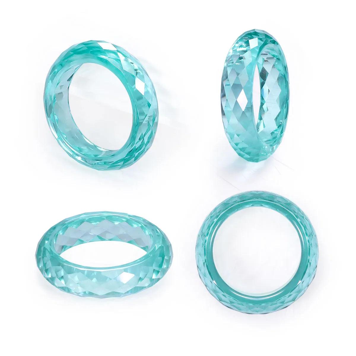 Solid Faceted Lab Grown Paraiba Band Ring All-Gem Zero Metal Fashion Ring| Customizable Unisex Finger Jewelry for Men & Women
