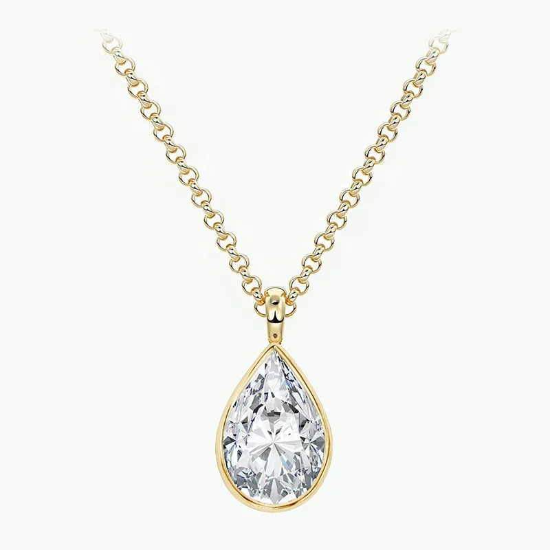Luxury Dainty 1/2/3CT Full Bezel Moissanite Clavicle Necklace | S925 Silver With 18K Gold Plated