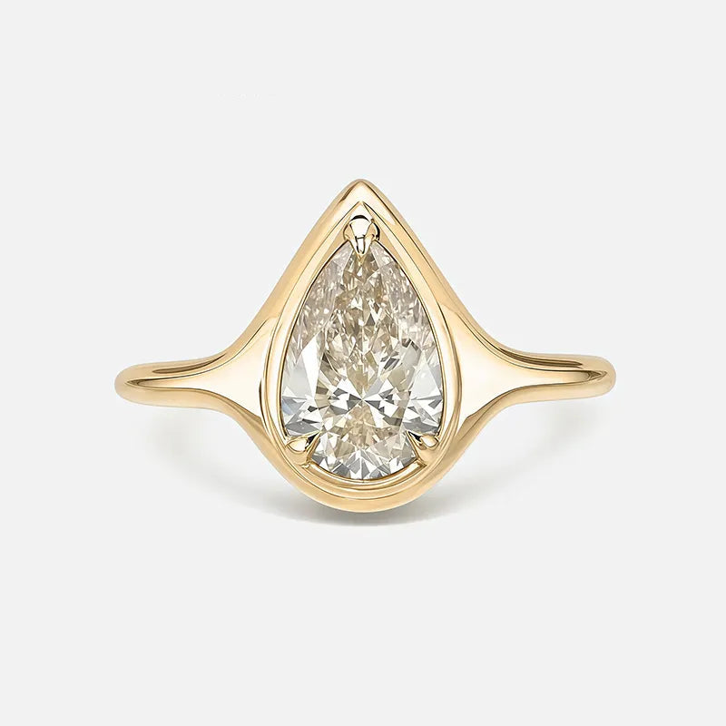 Bestseller 1~2CT Bezel Set Moissanite Wedding Ring, 18K Gold Plated S925 Silver