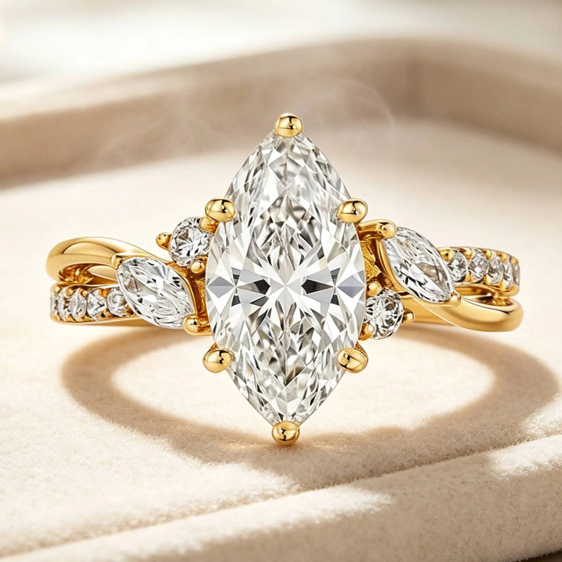 Luxury 2CT Marquise Moissanite Ring With GRA Certificate High-End S925 Sterling Silver Women Fine Jewelry