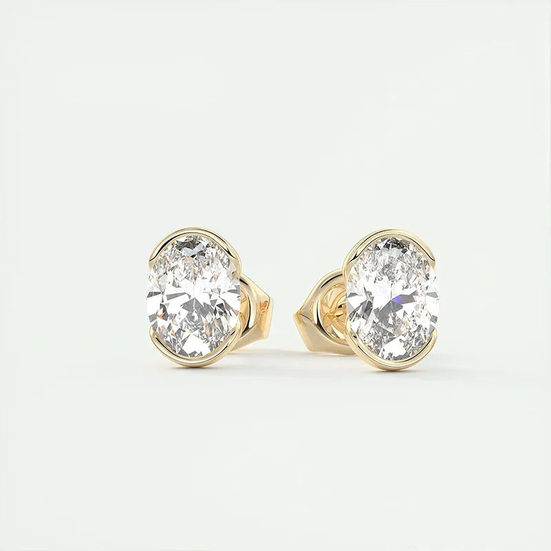 Dainty Versatile 2CT Moissanite Stud Earrings for Women |S925 Sterling Silver With 18K Gold Plated