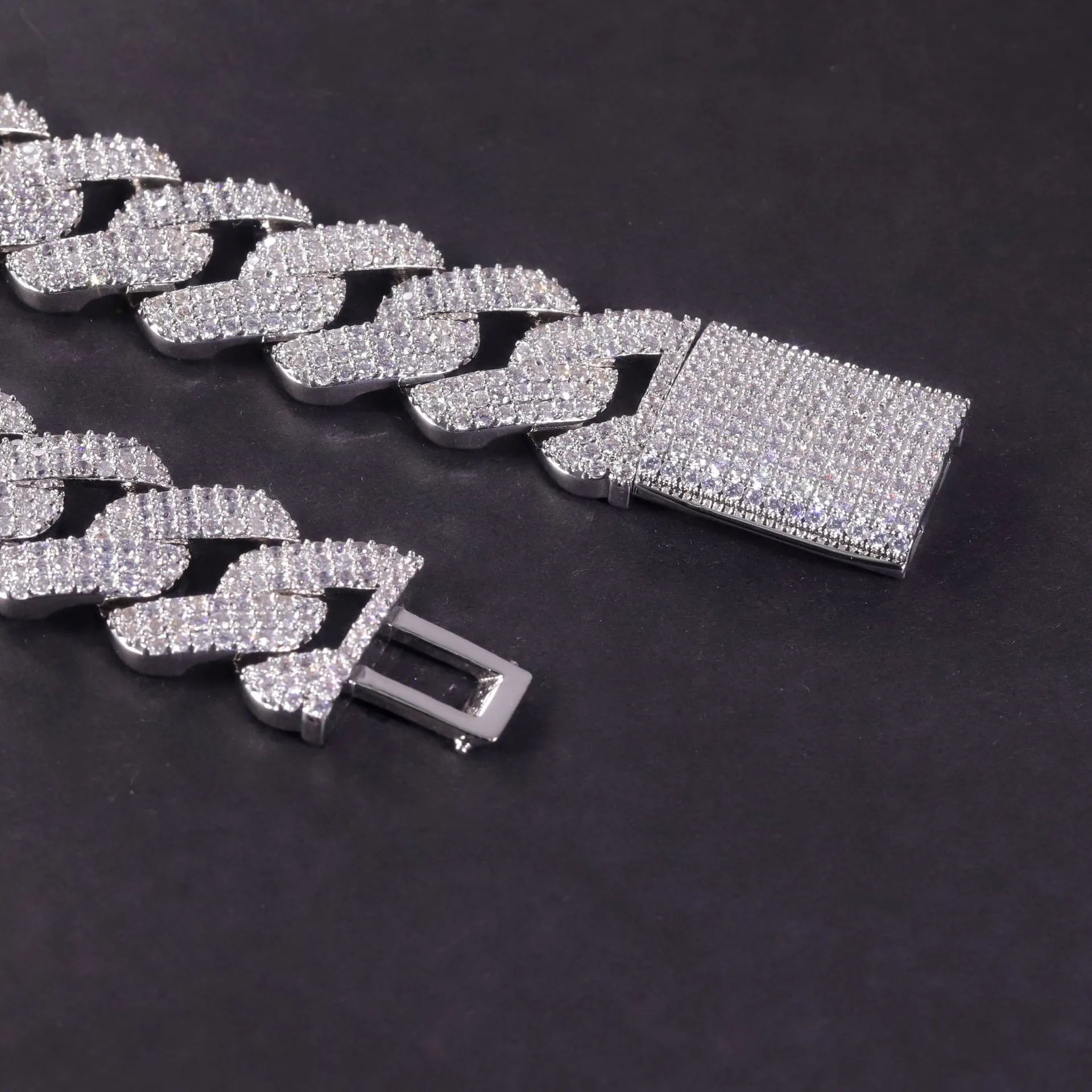 19mm Thick Diamond Paved Cuban Link Chain Necklace| Hip Hop Rhombic S925 Sterling Silver CZ Stone Necklace for Men