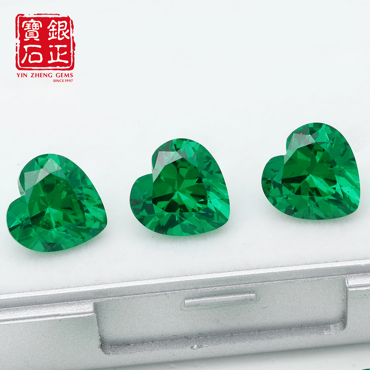 Flame Melted Lab Grown Tsavorite Heart Shape