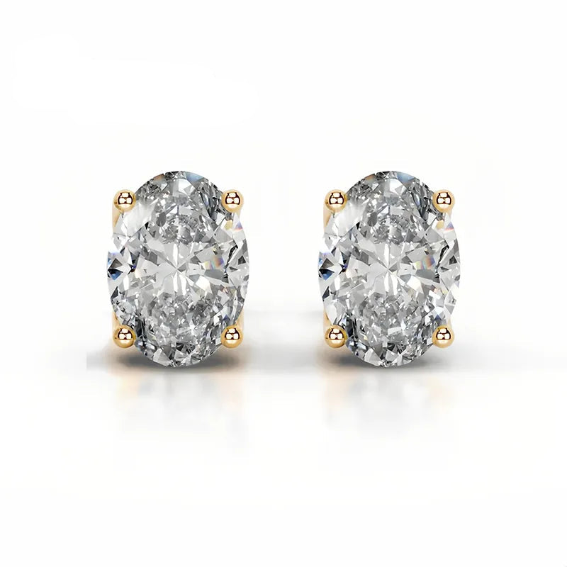 1CT Moissanite Stud Earrings | Tulip Four-Prong S925 Silver 18K Gold Plated