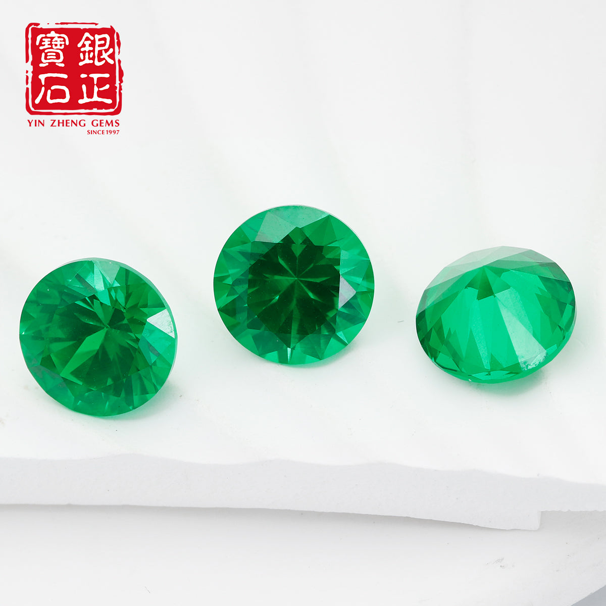 Flame Melted Lab Grown Tsavorite Round Shape