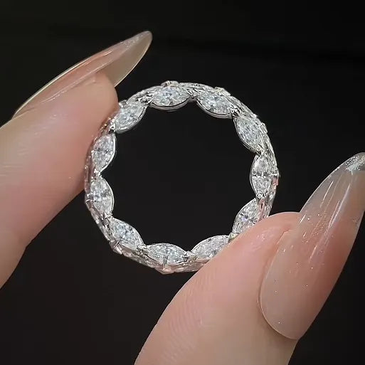 18K Solid Gold Full‑Eternity Marquise Lab‑Grown Diamond Ring