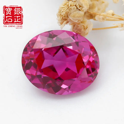 Flame Melted Lab Grown Rubellite Oval Shape
