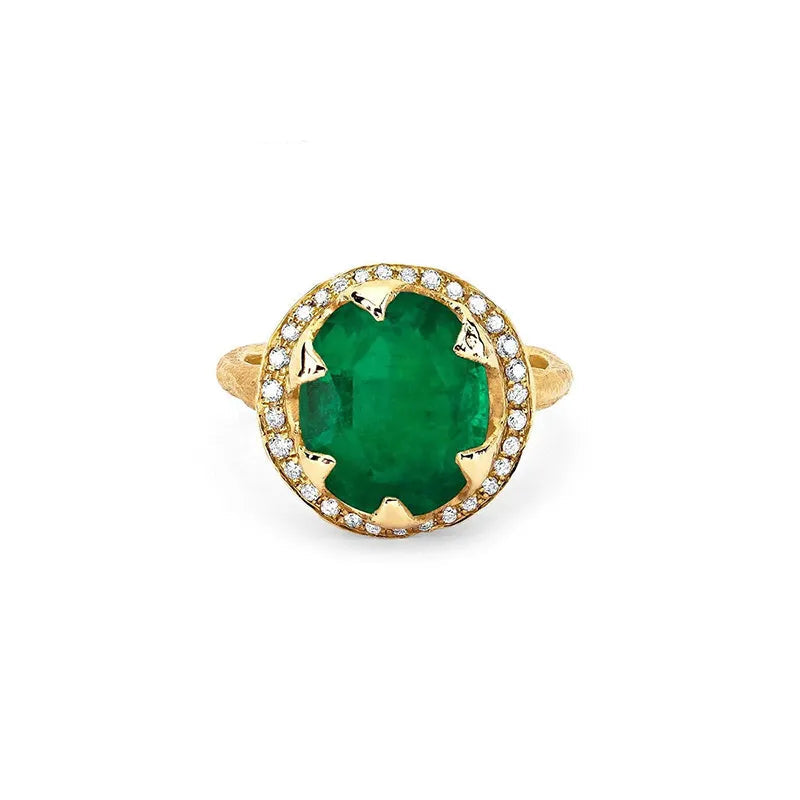 Luxury Large Carat Lab Grown Zambian Emerald Set| 18K Gold Plated S925 Silver Earrings Ring Necklace
