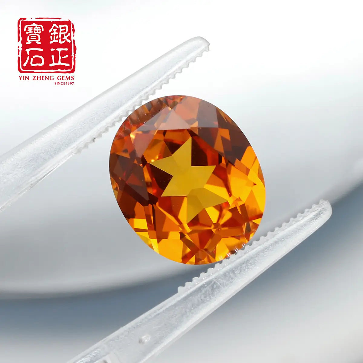 Precision Cut Fanta Orange Color Lab Grown Sapphire Oval Shape