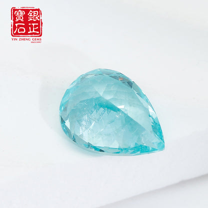 Czochralski Lab Grown Crushed Ice Paraiba Pear Shape