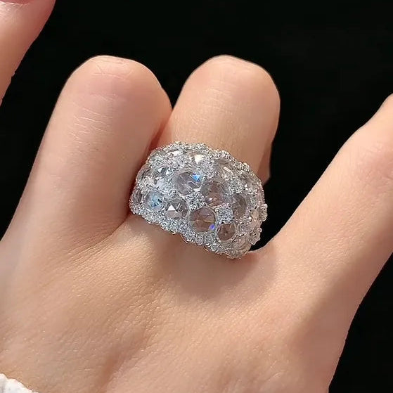 18K Gold Rose‑Cut Lab Grown Diamond Ring D Color Large Carat