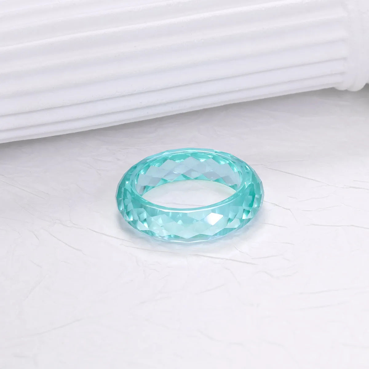 Solid Faceted Lab Grown Paraiba Band Ring All-Gem Zero Metal Fashion Ring| Customizable Unisex Finger Jewelry for Men & Women