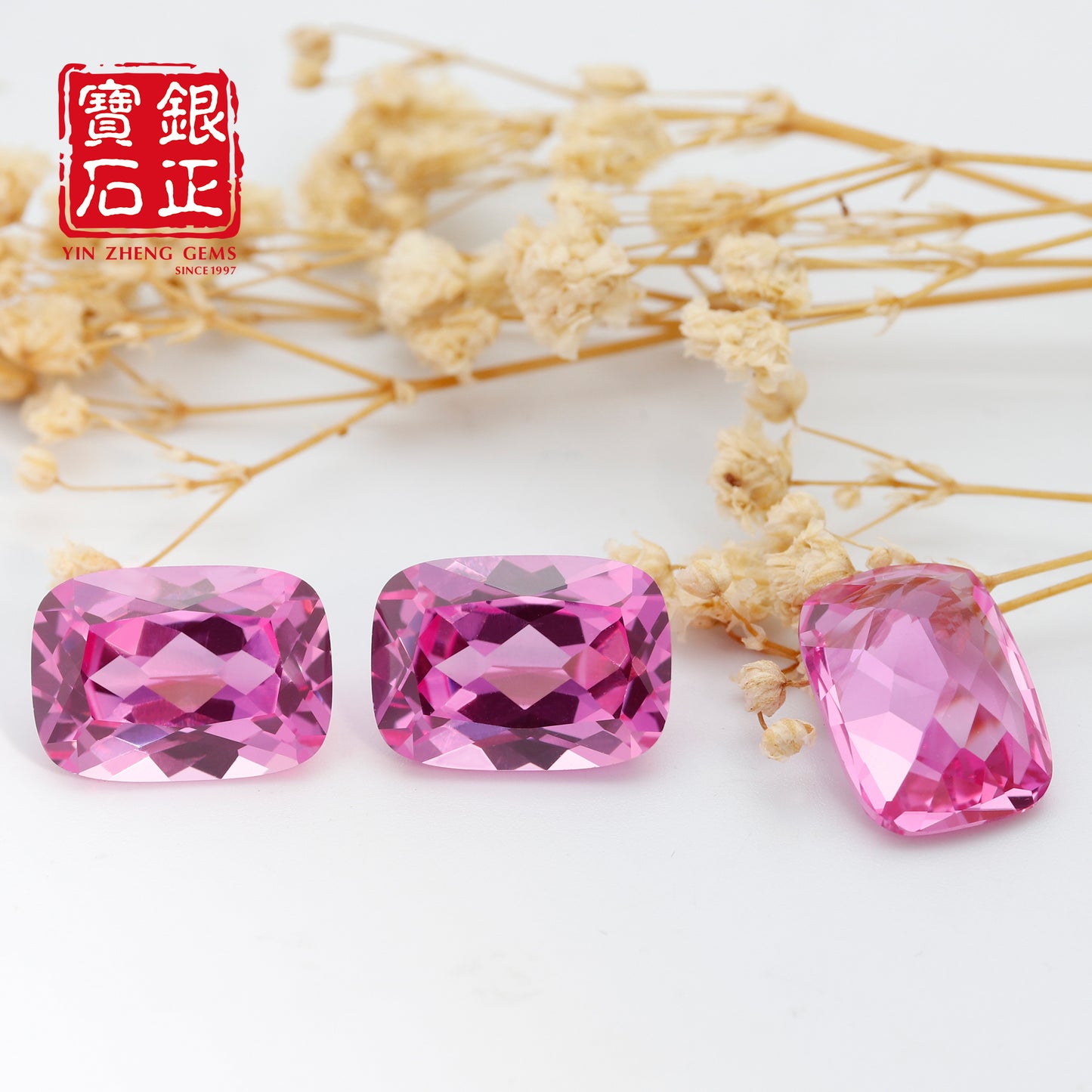 Flame Melted Pink Sapphire Stone Cushion Shape