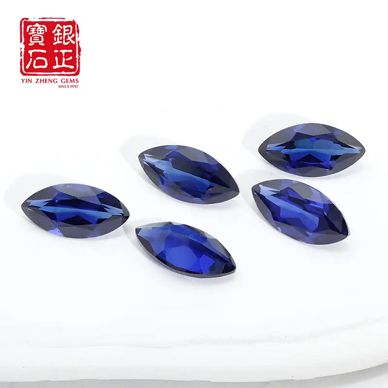 Flame Melted Royal Blue Sapphire Marquise Cut