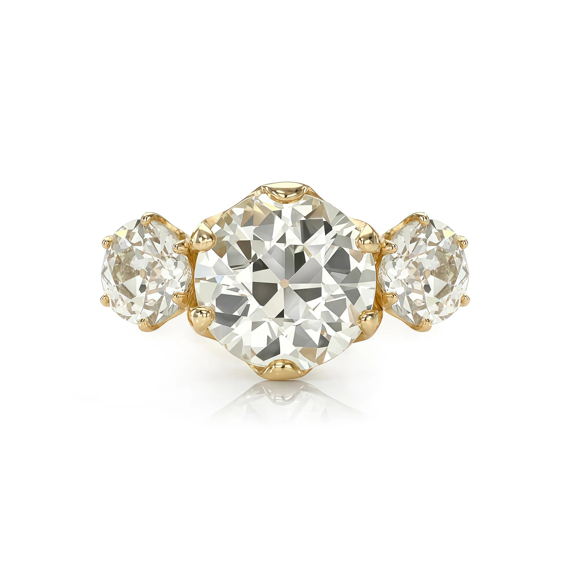 Luxury Three Stone Engagement Ring| 2CT Oval Egg Shape Moissanite| 18K Gold Plated S925 Sterling Silver