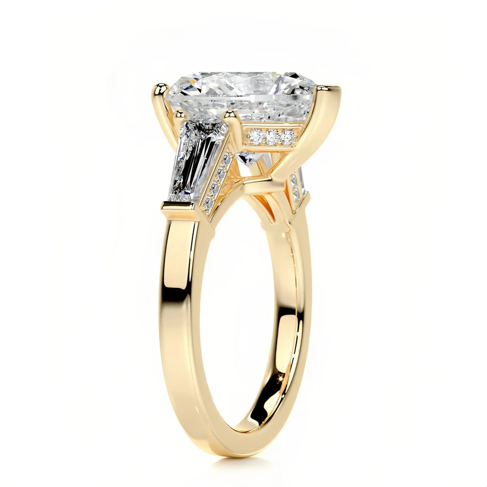 Luxury Large Carat Three Stone Moissanite Wedding Ring