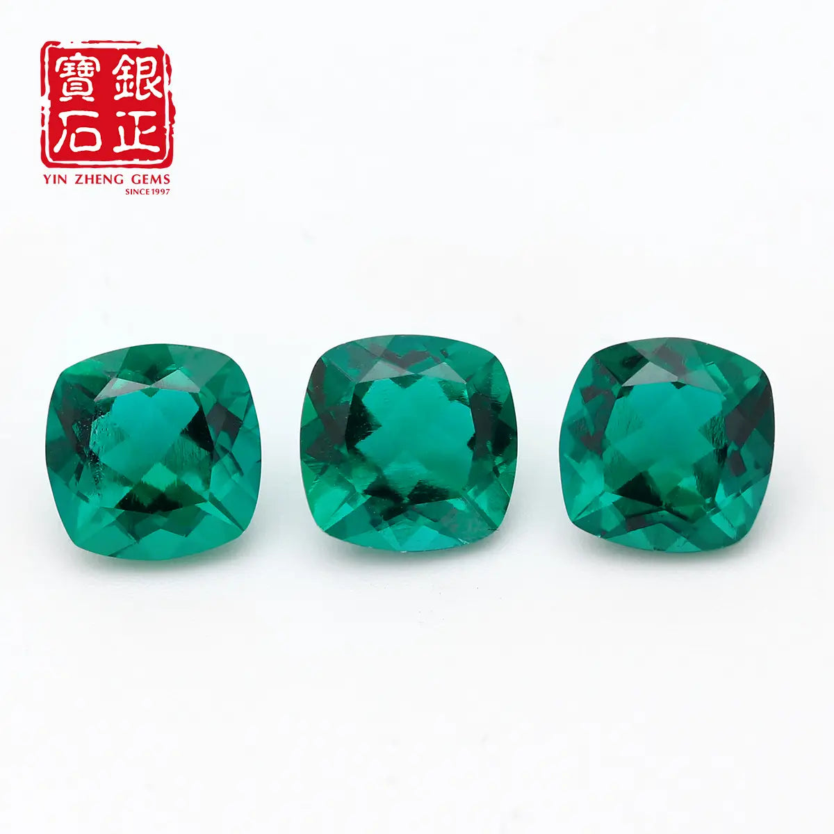 Lab Grown Zambian Emerald  Cushion Cut