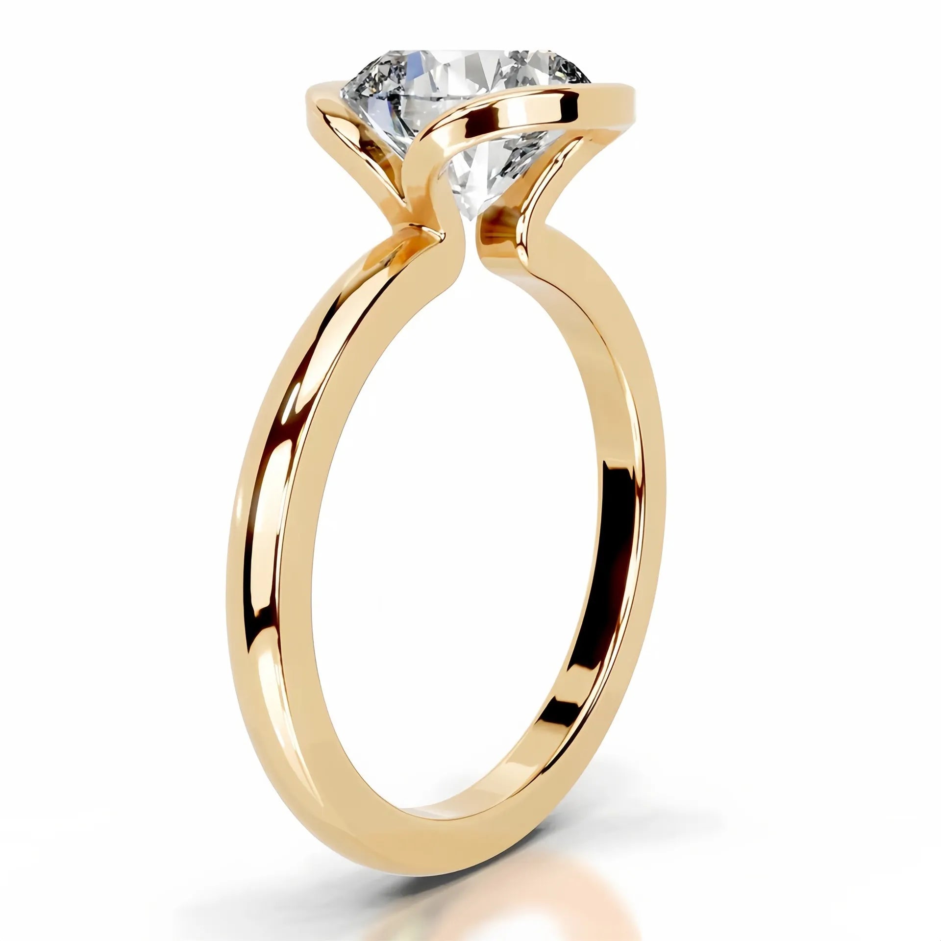 18K Gold Plated S925 Silver Half Bezel D Color 2CT Moissanite Wedding Ring