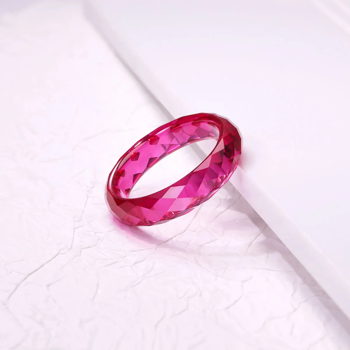 Solid Faceted Lab Grown Ruby Band Ring Customizable Unisex Finger Jewelry For Men Women