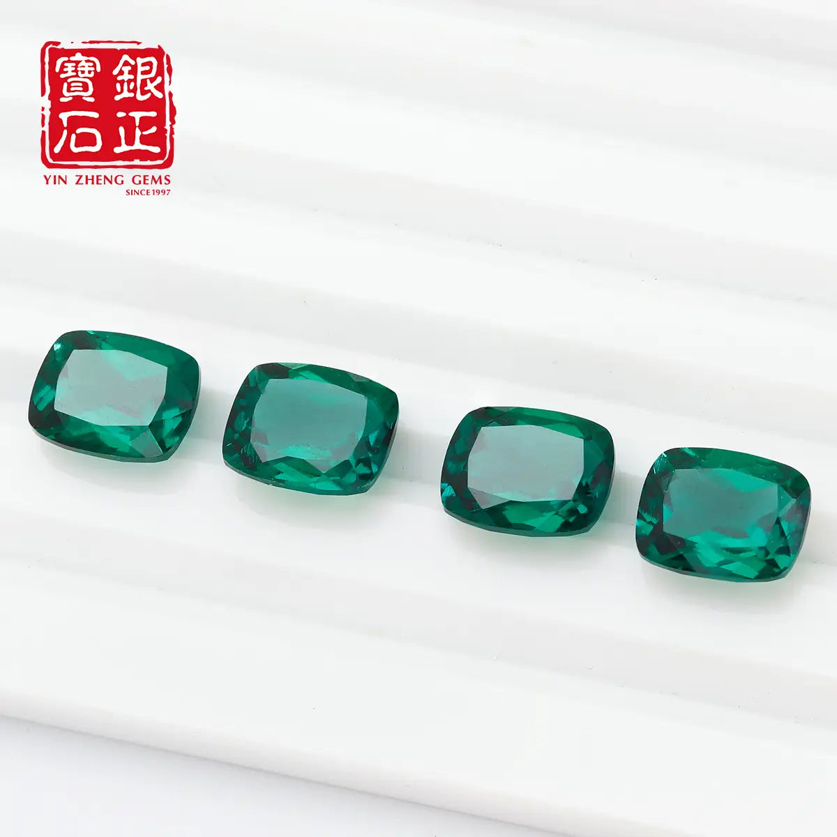 Lab Grown Zambian Emerald Cushion Shape
