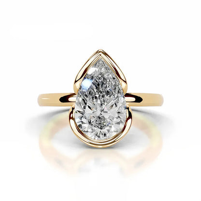 18K Gold Plated S925 Silver Half Bezel D Color 2CT Moissanite Wedding Ring